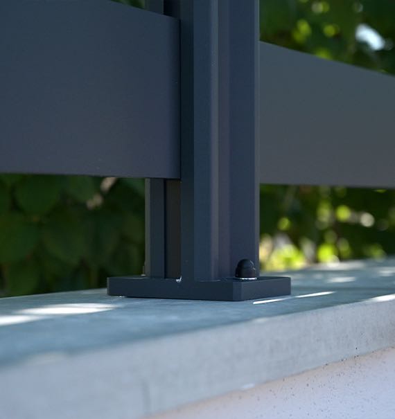 Platine fixation clôture aluminium ajourée